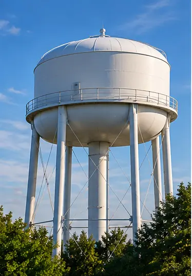 Elevated water storage tower