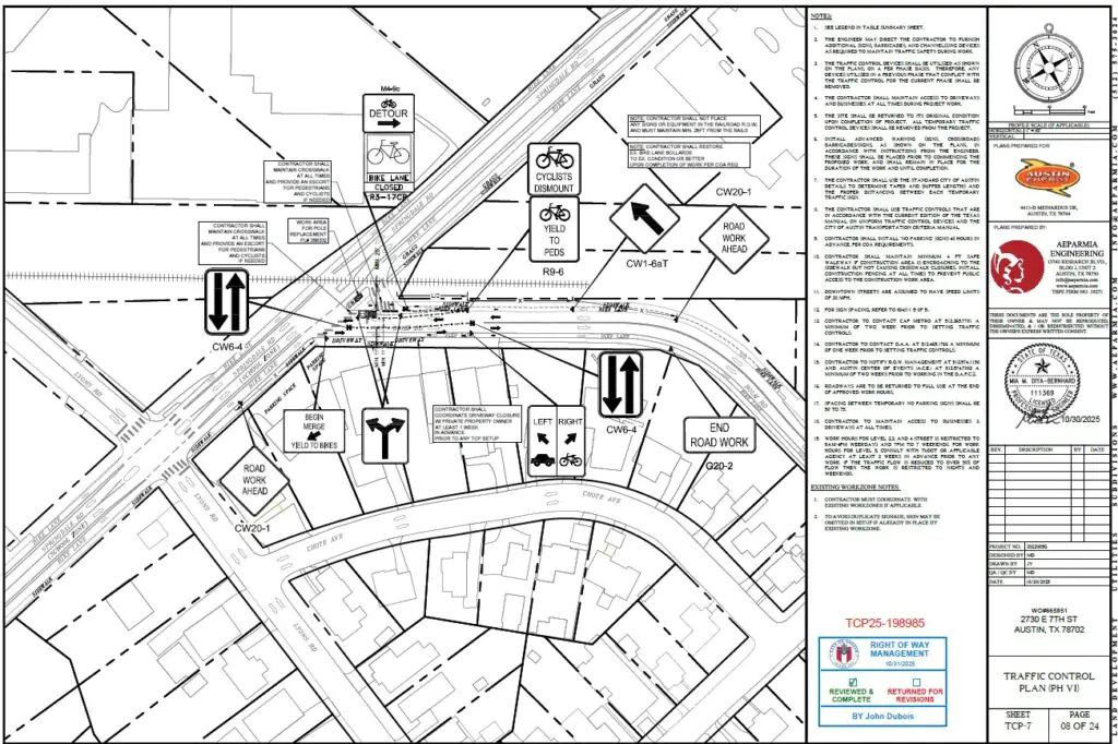 Temporary traffic control plan