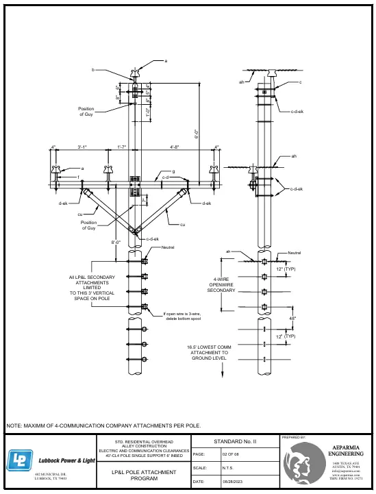 Pole attachment installation standards drawing